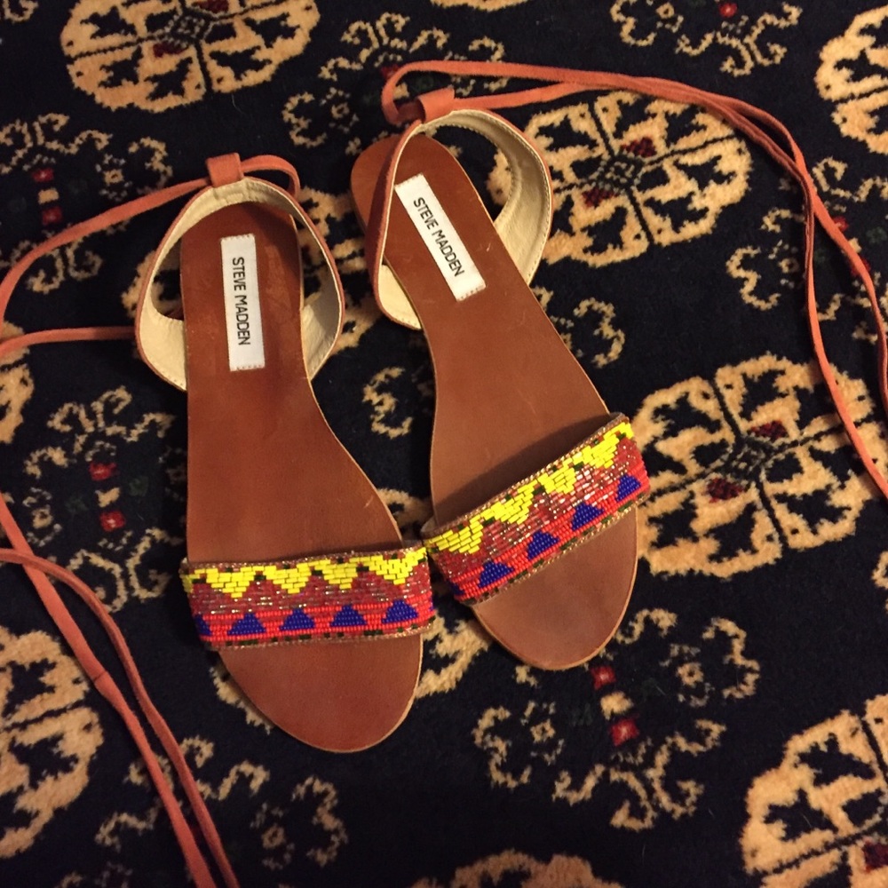 Steve Madden beaded leather wrap sandals