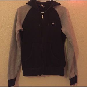 Black and grey NIKE zip up sweatshirt hoodie SMALL