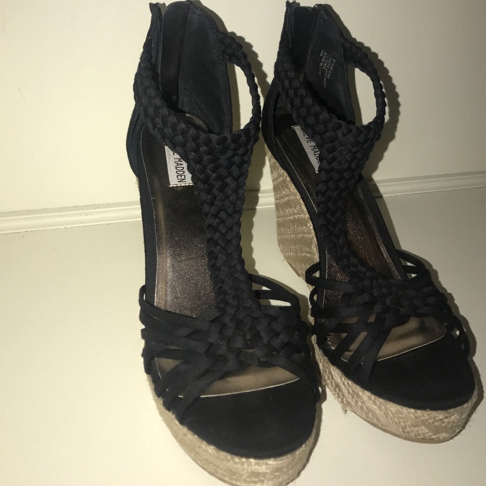 Steve Madden Black Wedge Heels