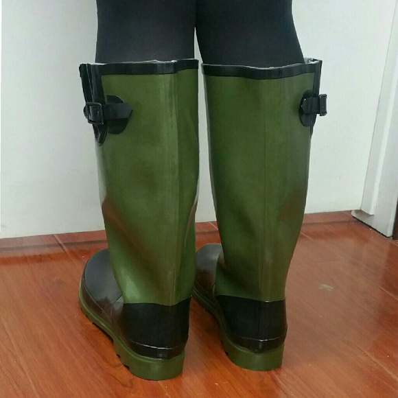 Women's Rainboots, Tall Rain Boots #1500, Army Green - Picture 3 of 3