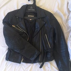 Vintage leather quilted moto jacket
