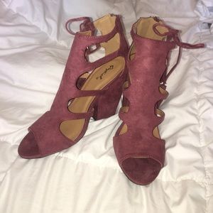 Rose Wine Suede Heels 7