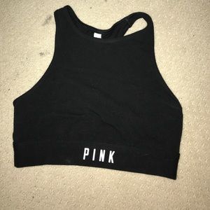 high neck pink sports bra