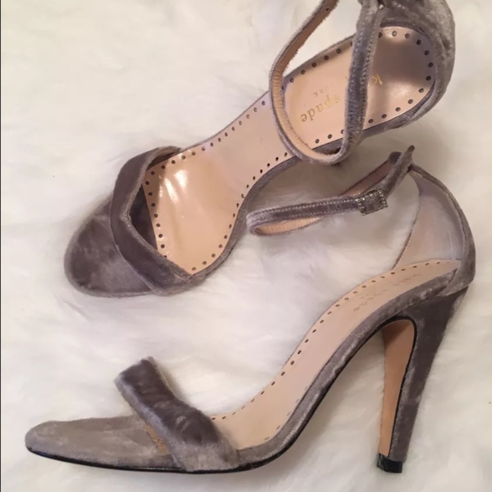 Kate spade grey velvet Strappy heels new