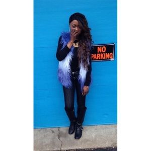 Blue ombré faux fur vest!