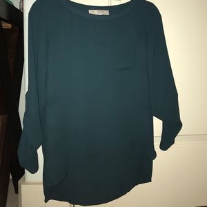 dark blue green blouse