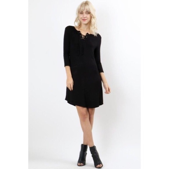 Lace-Up T-Shirt Dress - Picture 2 of 4