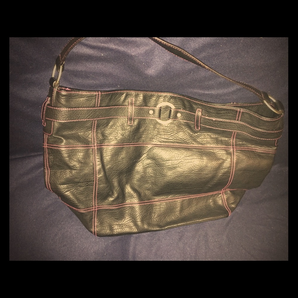 Oversized black and pink hobo purse