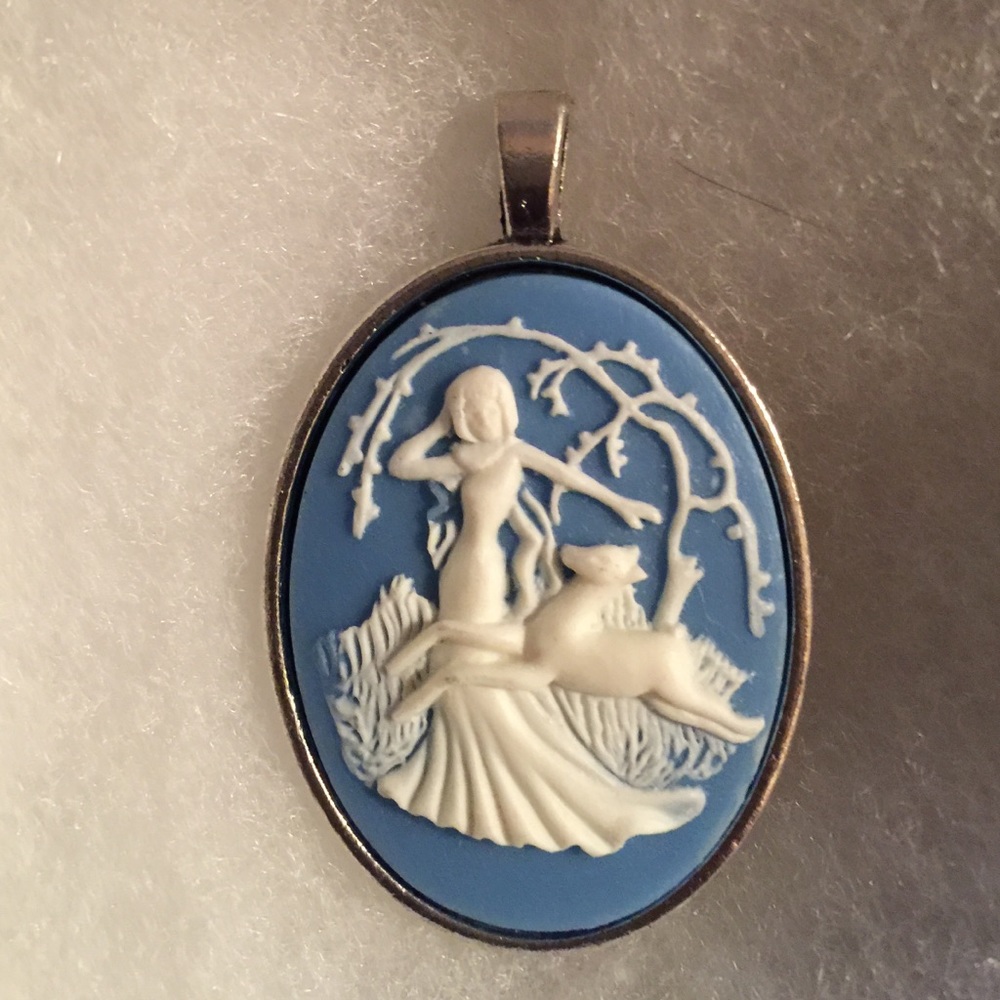 Girl with Deer Cameo Pendant