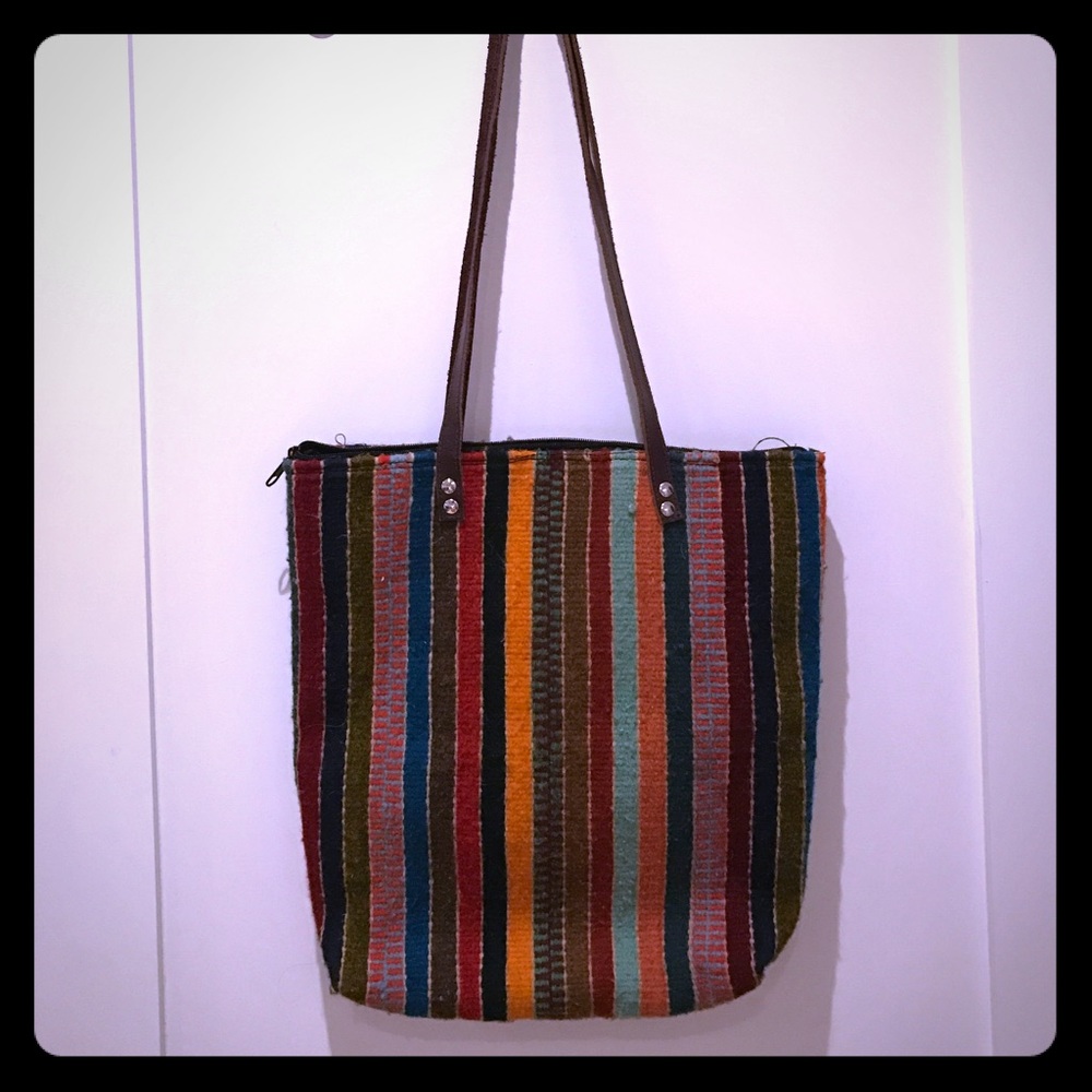 Handwoven Striped Tote Bag