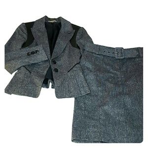 Bebe gray black blazer and belted pencil skirt