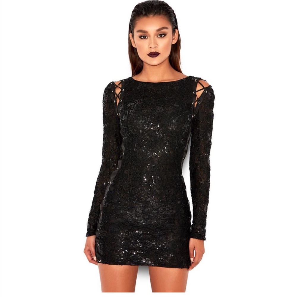 Sequins mini black dress