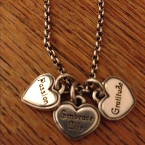 Silver reversible heart charm necklace