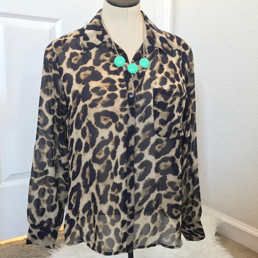 Francesca's Leopard Blouse