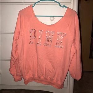 baggy side shoulder pink shirt