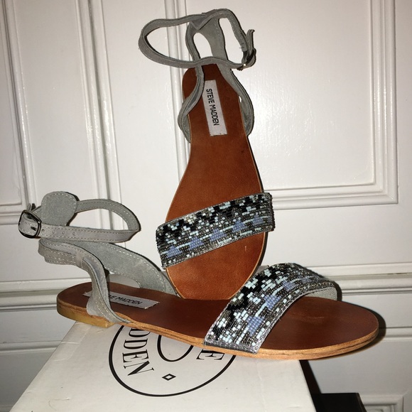 FINAL PRICE* Steve Madden grey sandal with beading - Picture 2 of 2