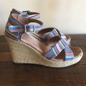 TOMS strappy espadrille sandal wedges