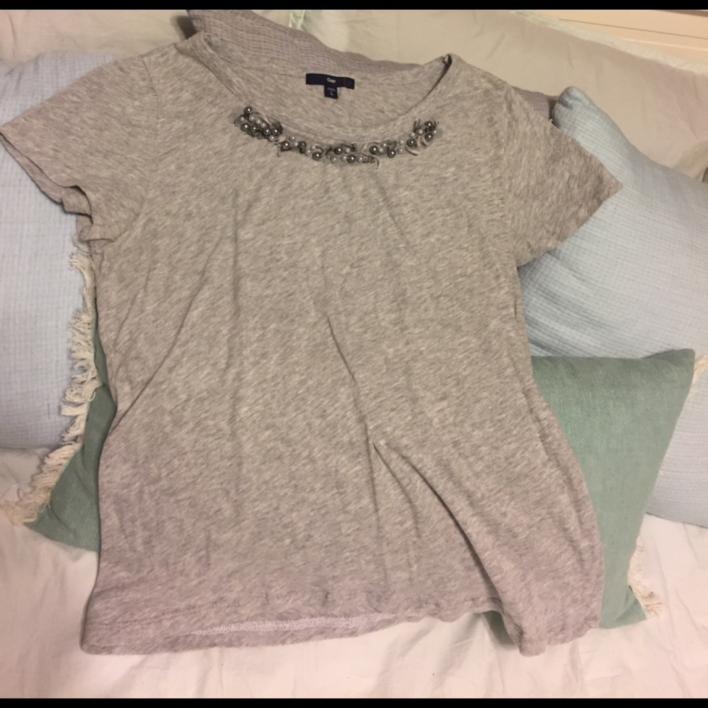 Gap ribbon and bead embellished crew neck
