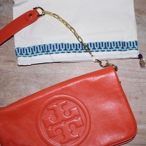 Tory Burch Logo Orange Clutch
