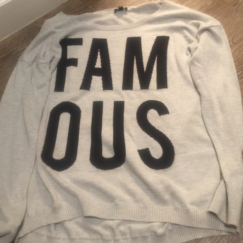 Thin Gray "Famous" Express sweater