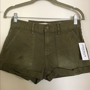 Bullhead Denim Co High Rise Olive Green Shorts