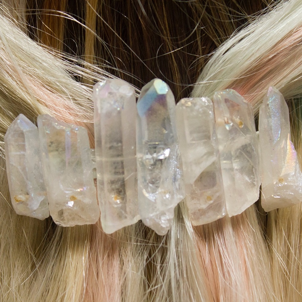 Handmade Aura Titanium Quartz Crystal Barrette