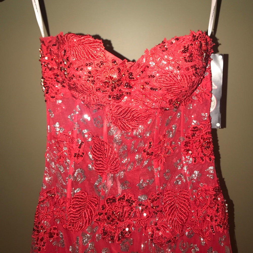 Red and Silver Prom Dress
