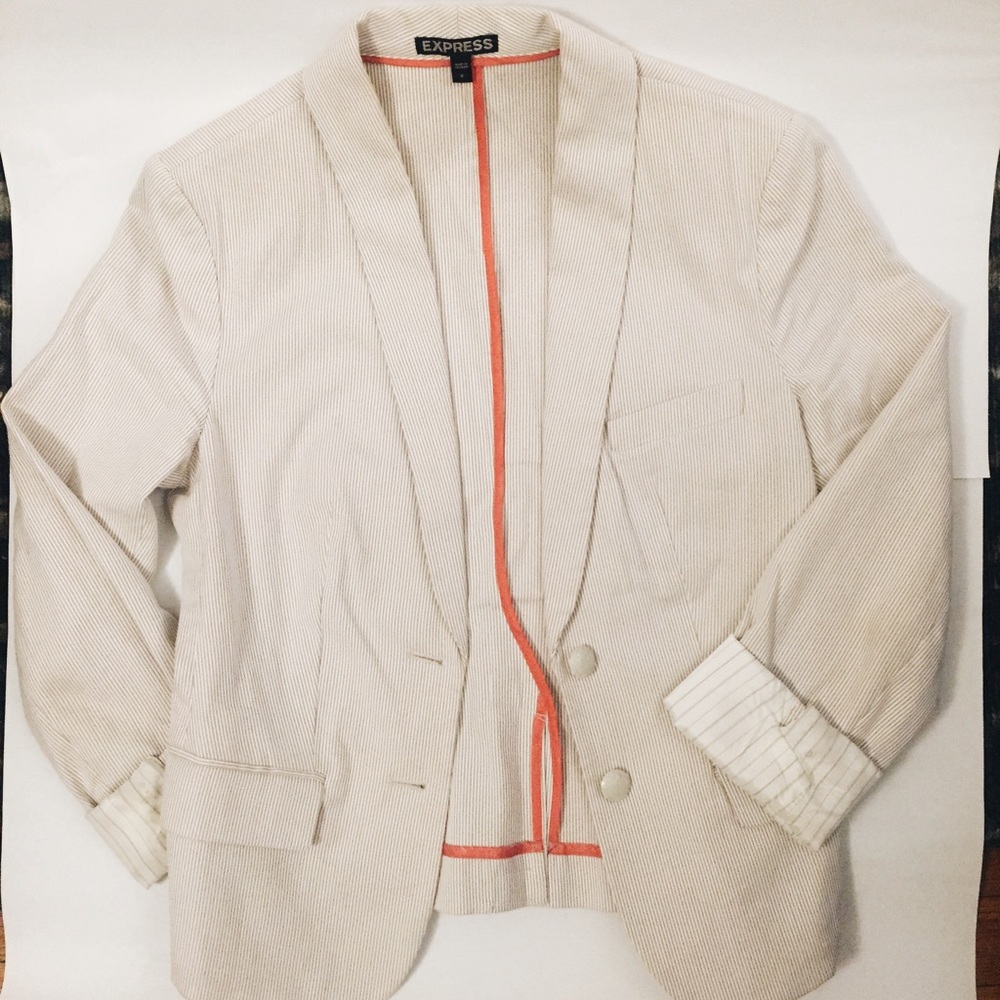 Express Cream/White Pinstripe Blazer