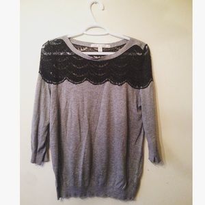 Sweater like shirt with lace scoop neck