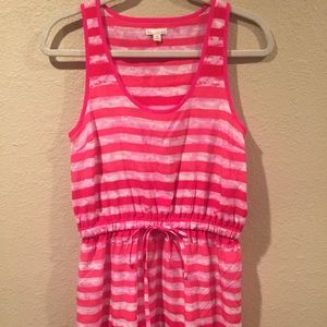 GAP pink stripped short sleeve dress w/ drawstring