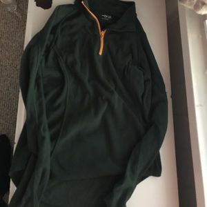 Dark green and mustard half zip fleece jacket