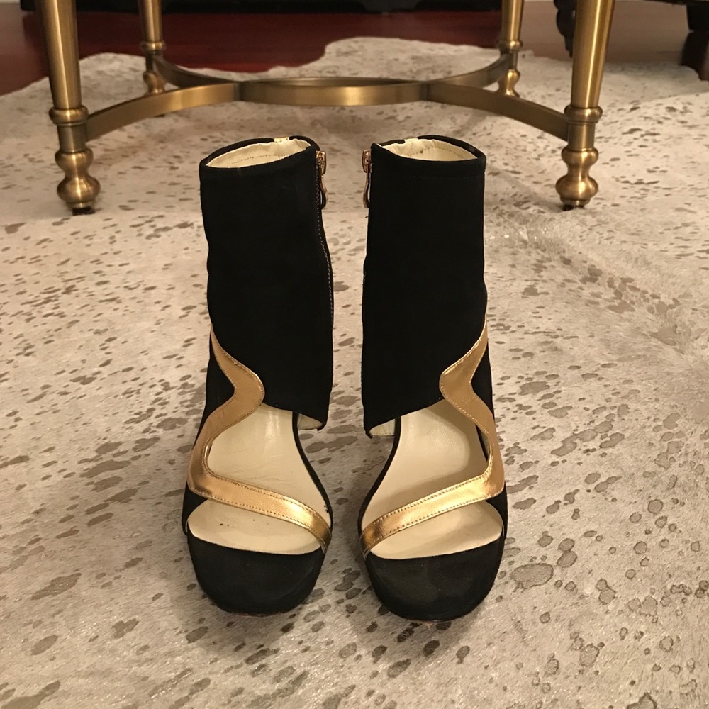 Black and gold heels