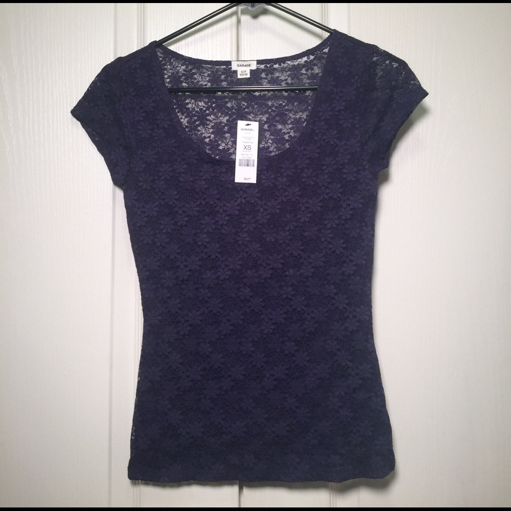 Girls Garage Lace Neck Ballerina T-Shirt  XS/TP