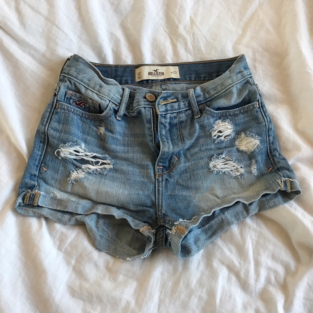 high rise denim shorts