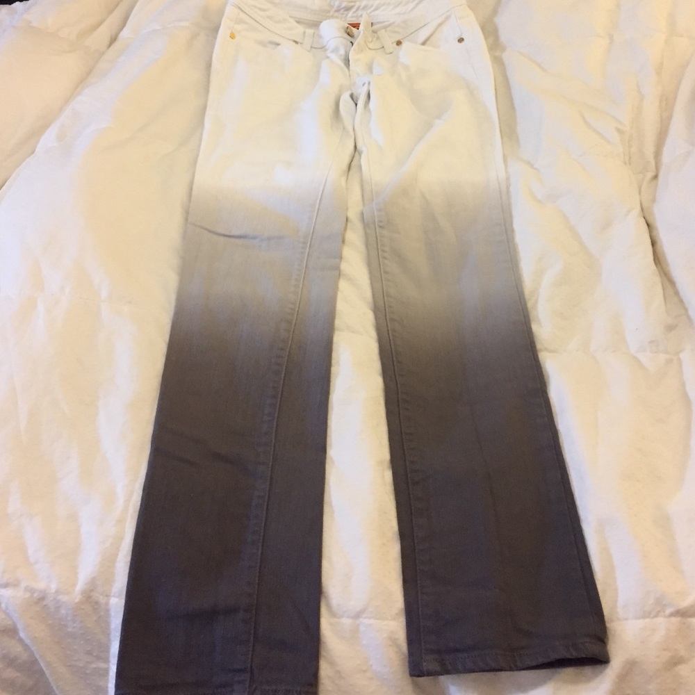 Tory Burch white and grey ombré skinny jeans