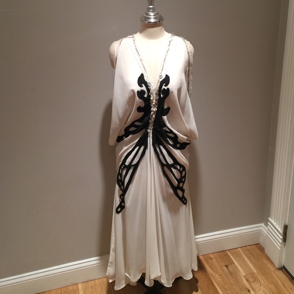 Butterfly Beaded Party Dress, One of a Kind OS