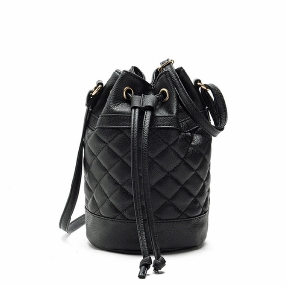 Ellison Black Vegan Leather Bucket Bag - Picture 3 of 6