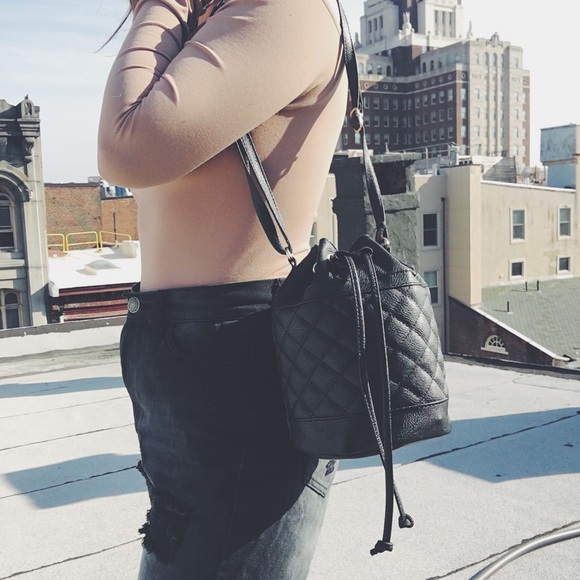 Ellison Black Vegan Leather Bucket Bag - Picture 6 of 6