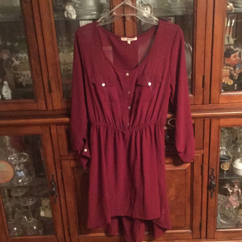 High low Maroon dress
