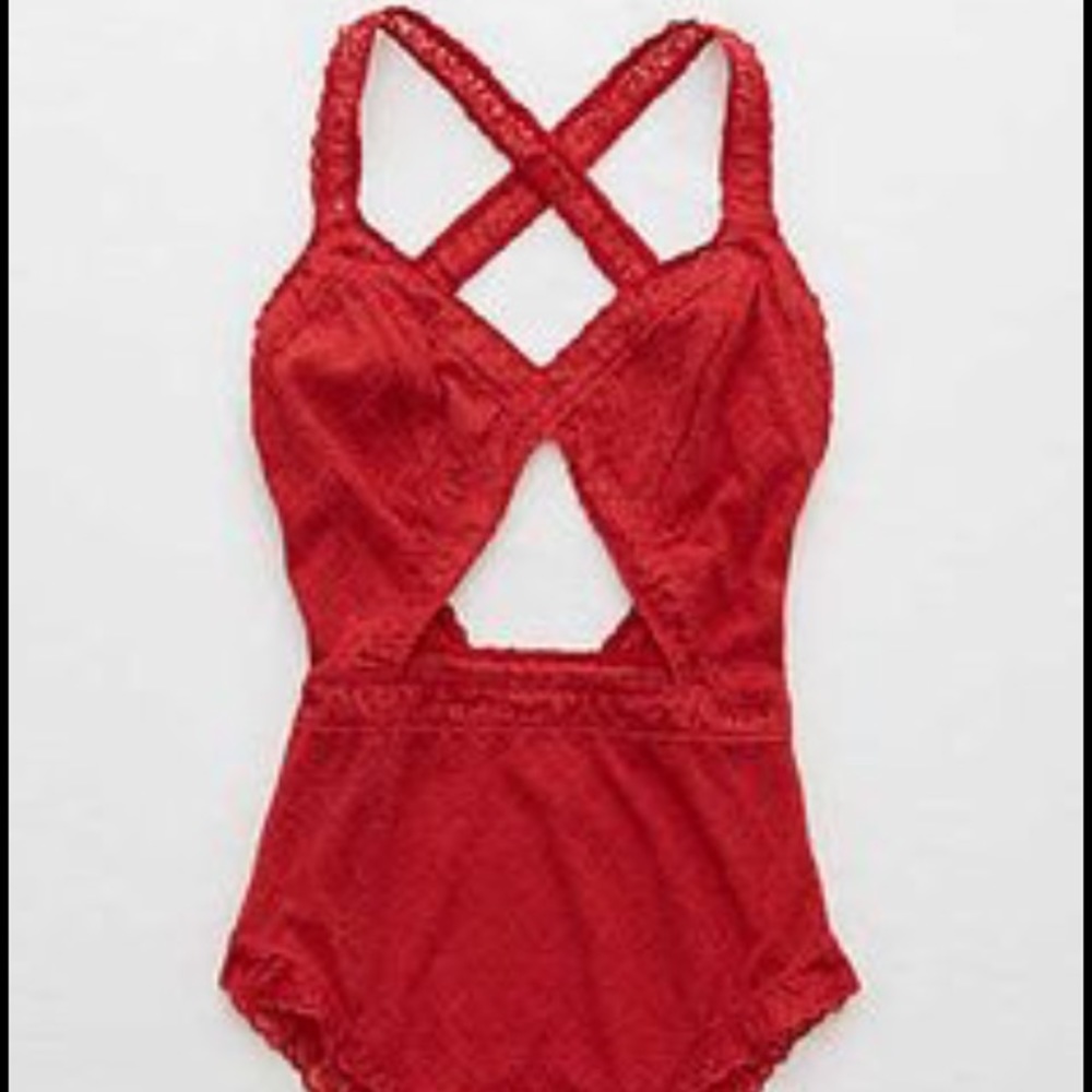🎉NWOT Aerie red lace cutout bodysuit