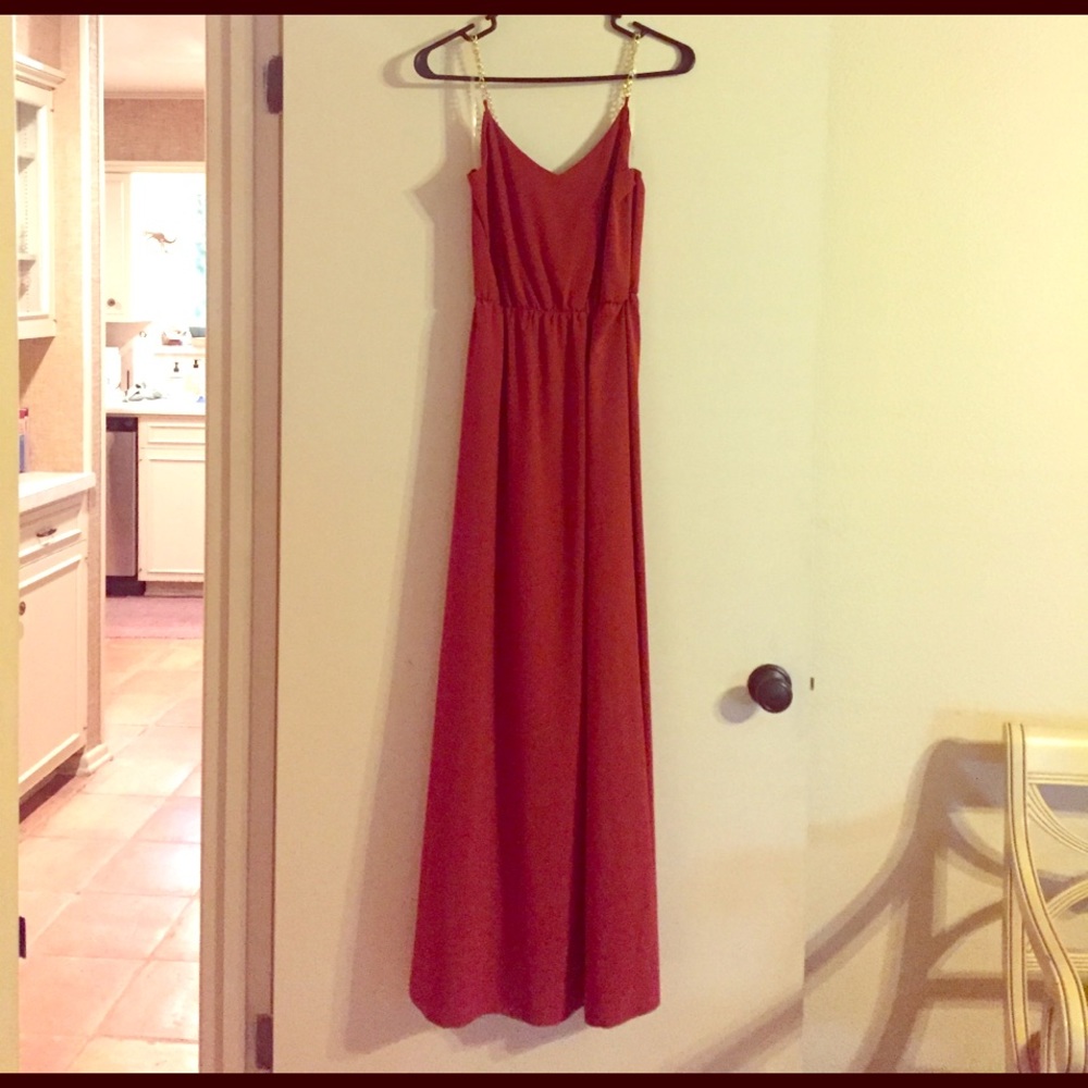 Tea n' Rose Burnt Orange Maxi Dress NWT