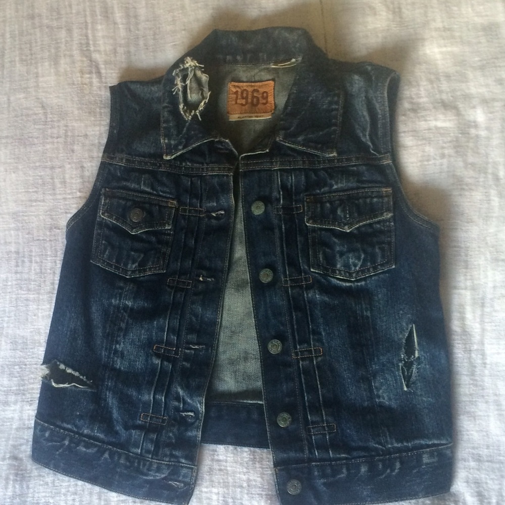 Distressed Denim Vest jacket