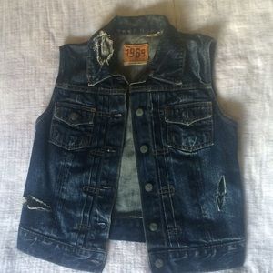 Distressed Denim Vest jacket