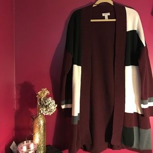 Long maroon cardigan