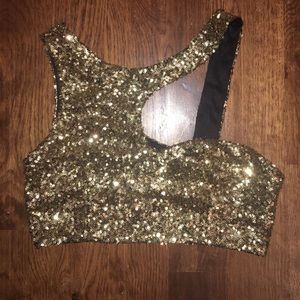Nasty Gal Sequin gold crop tank
