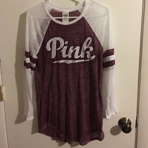 Pink sheer long sleeve t shirt