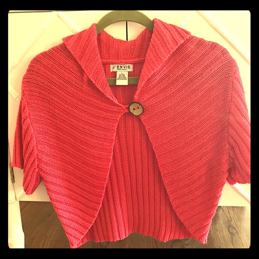Sweet coral sweater shrug top - perfect for spring