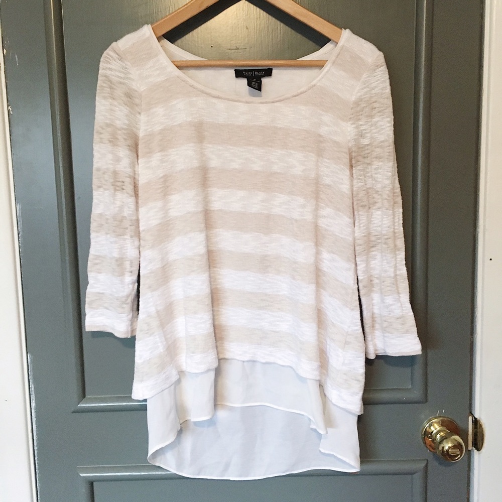 WHITE HOUSE BLACK MARKET Striped High Low Sweater