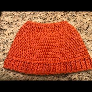 Crocheted bun beanie