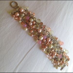 Silver, Pearl & Pink/Clear Bracelet